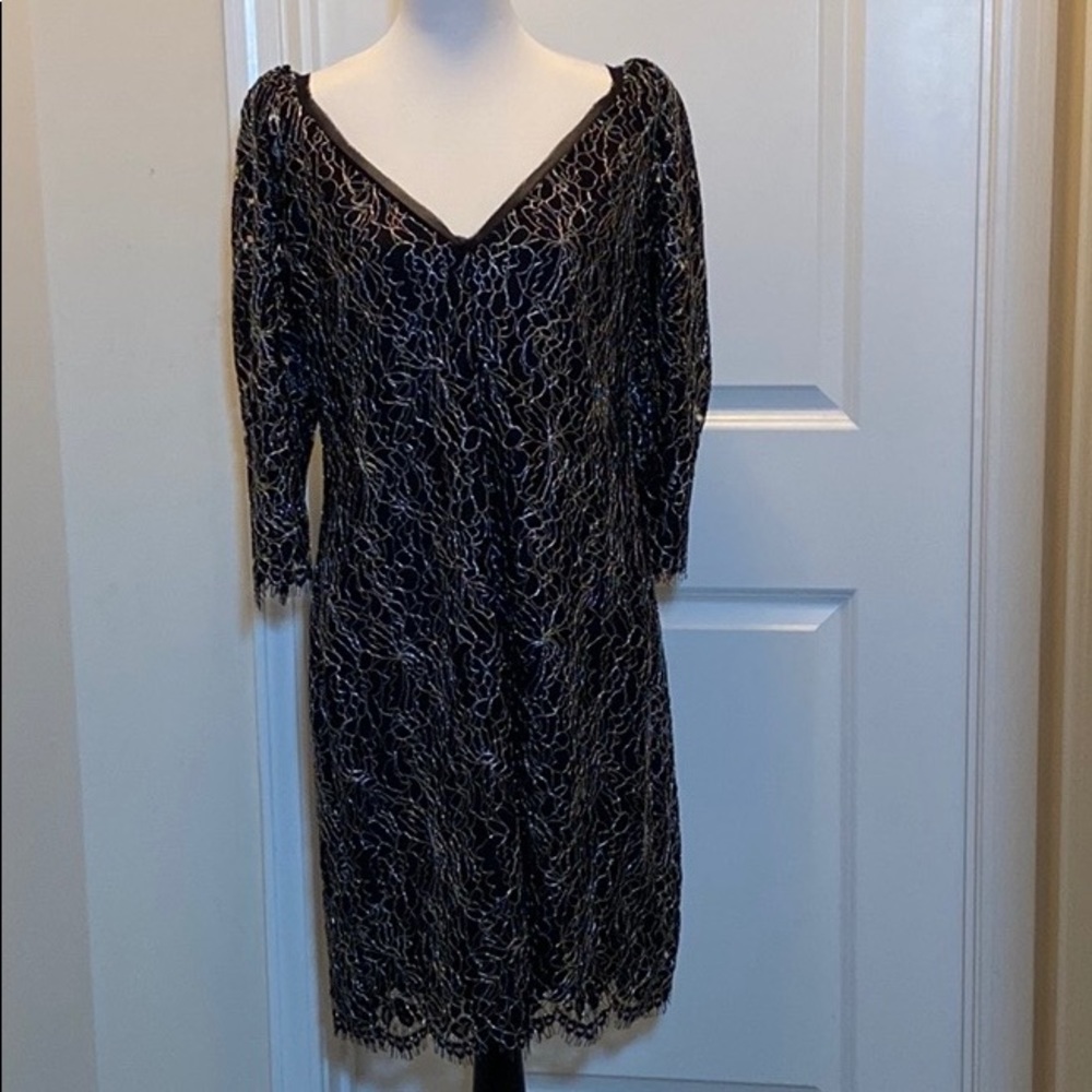 Rachel Zoe Anya Chiffon-trimmed Metallic Lace Dress